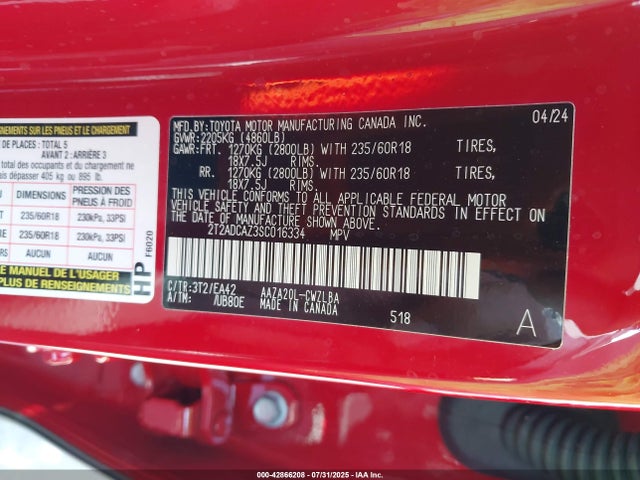 Lexus a25a-fks 2025 2T2ADCAZ3SC016334 Image 9