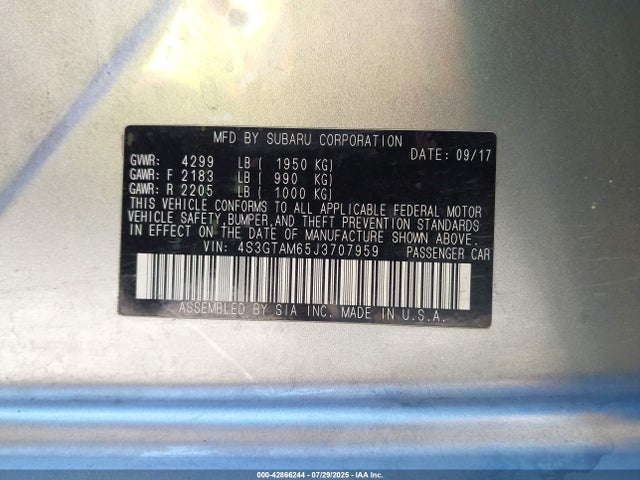 4S3GTAM65J3707959 Subaru Impreza
