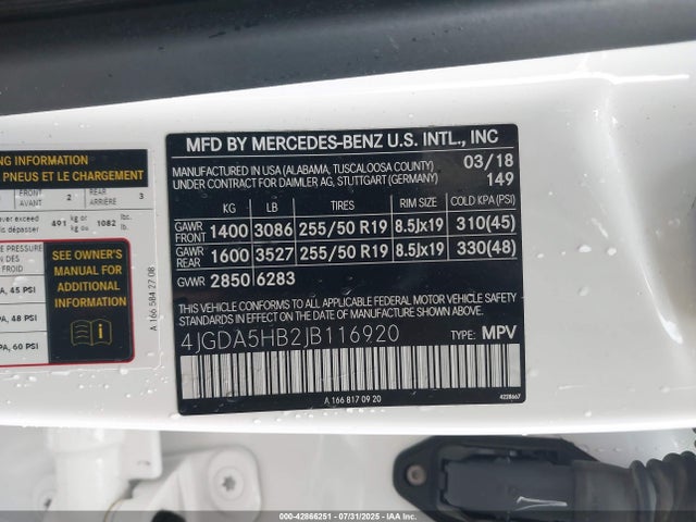 4JGDA5HB2JB116920 Mercedes-Benz m276
