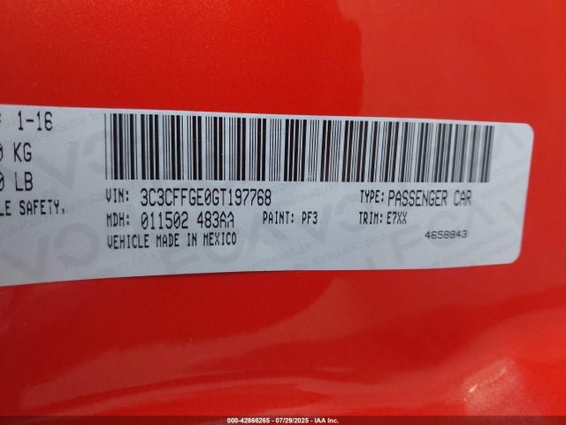 3C3CFFGE0GT197768 Fiat 500