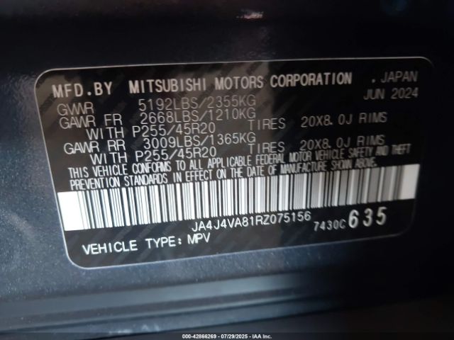 2024 MITSUBISHI OUTLANDER JA4J4VA81RZ075156 Photo 8