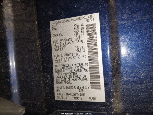 5N1BT3BA1RC682417 Nissan 2024