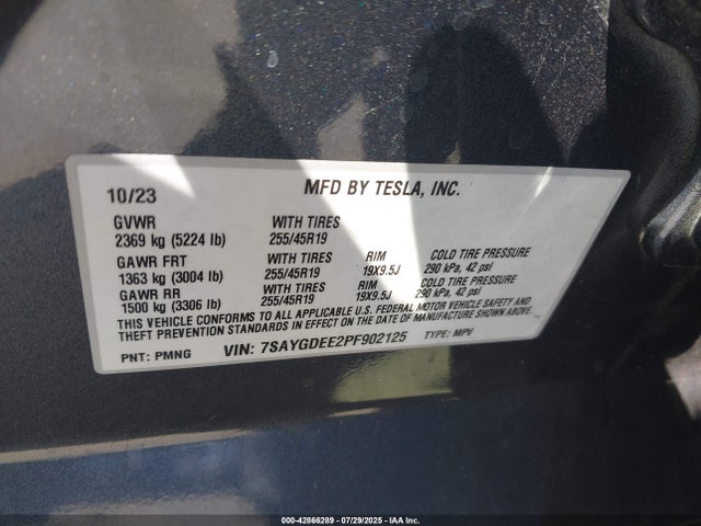 2023 TESLA MODEL Y 7SAYGDEE2PF902125 Photo 8
