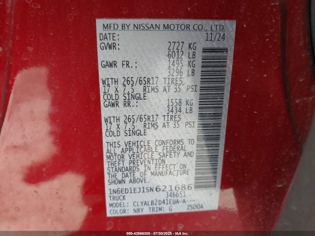 1N6ED1EJ1SN621686 Nissan Frontier