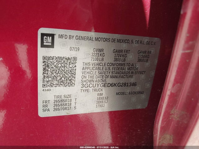 3GCUYGED6KG281346 Chevrolet l84 - di, dfm, alum, gen 5, var 2