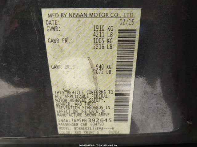 1N4AL3AP5FN392645 Nissan 2015