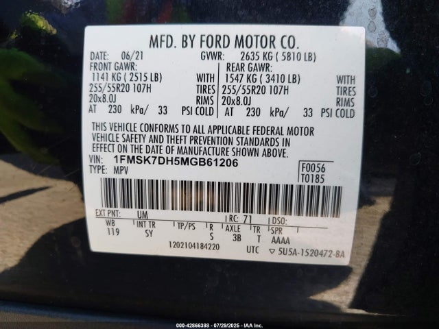 Ford 2021 2021 1FMSK7DH5MGB61206 Image 9