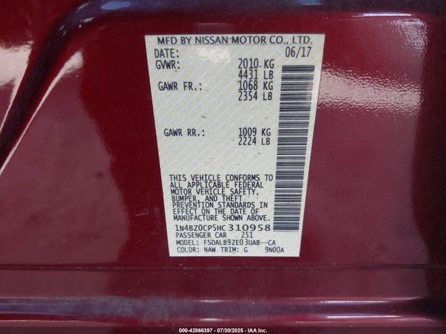 1N4BZ0CP5HC310958 Nissan Leaf