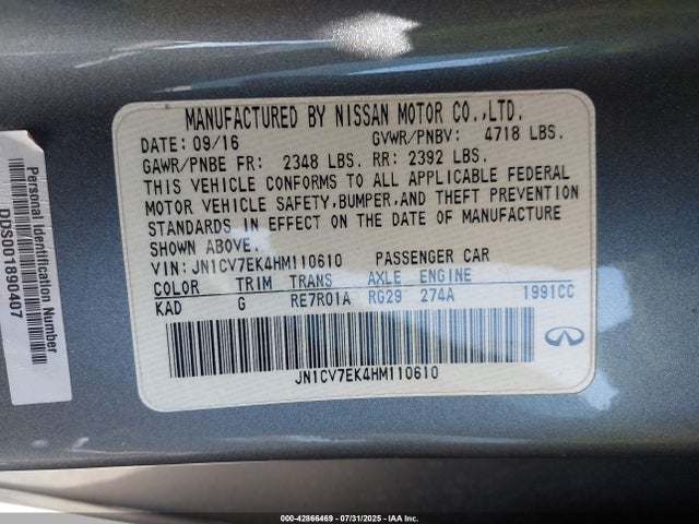 Infiniti Q60 2017 JN1CV7EK4HM110610 Image 9