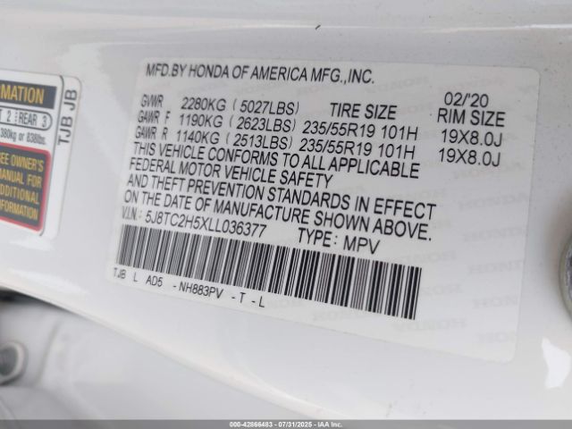 2020 ACURA RDX 5J8TC2H5XLL036377 Photo 8