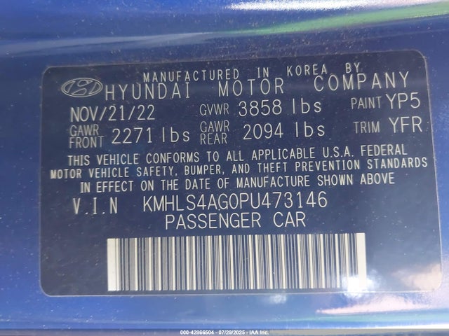 Hyundai mpi nu pe 2023 KMHLS4AG0PU473146 Image 9