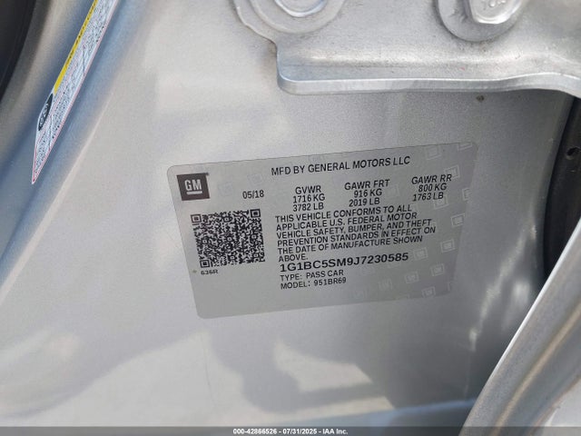 1G1BC5SM9J7230585 Chevrolet le2 -di: direct injection, vvt: variable valve timing, gen, alum