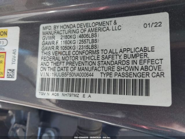 2022 ACURA TLX 19UUB5F50NA000644 Photo 8