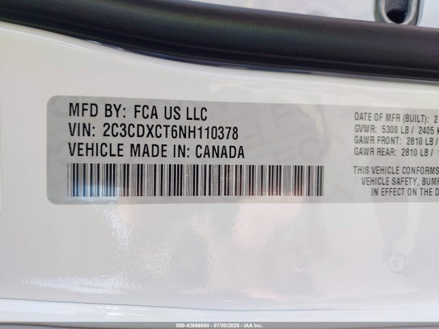 2C3CDXCT6NH110378 Dodge Charger