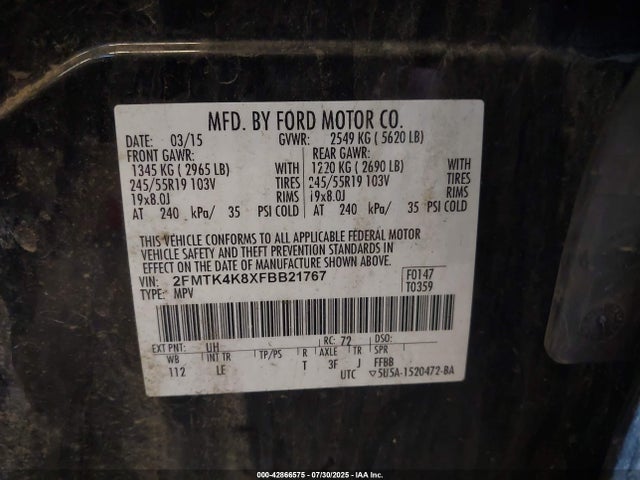 Ford 2015 2015 2FMTK4K8XFBB21767 Image 9