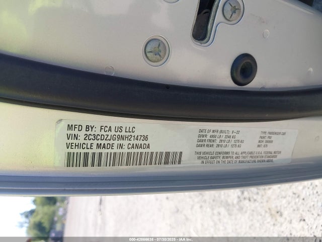 2C3CDZJG9NH214736 Dodge 2022
