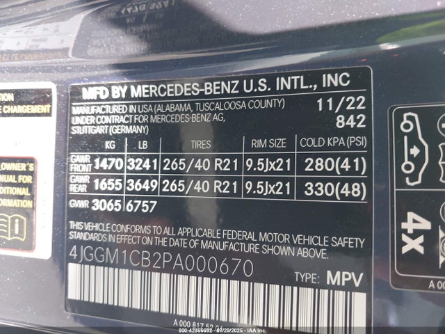 4JGGM1CB2PA000670 Mercedes-Benz ed