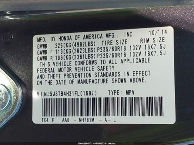 2015 ACURA RDX 5J8TB4H31FL016973 Photo 8