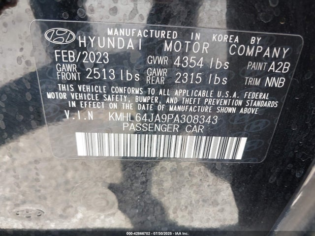 KMHL64JA9PA308343 Hyundai gdi theta iii