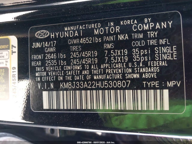 KM8J33A22HU530807 Hyundai t-gdi gamma