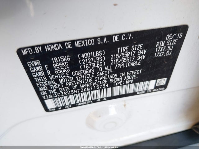 Honda r18z9 2019 3CZRU5H72KM715754 Image 9
