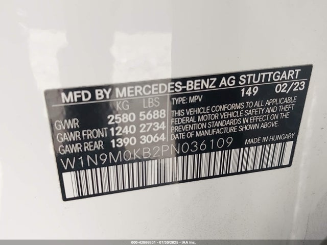 W1N9M0KB2PN036109 Mercedes-Benz Eqb Eqb 300