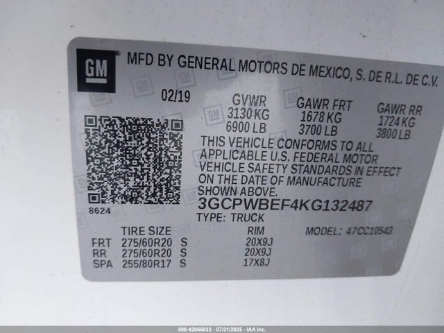 3GCPWBEF4KG132487 Chevrolet l82 - di, afm, alum, gen 5, var 1
