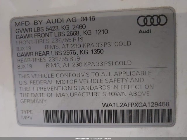 2016 AUDI Q5 WA1L2AFPXGA129458 Photo 8