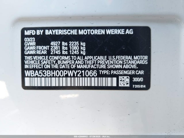 WBA53BH00PWY21066 BMW 2023