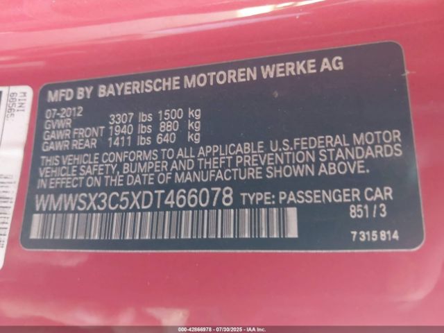 2013 MINI COUPE WMWSX3C5XDT466078 Photo 8