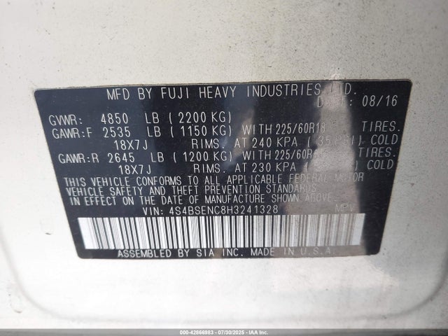 4S4BSENC8H3241328 Subaru u4