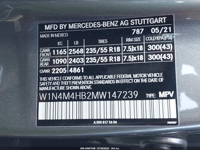W1N4M4HB2MW147239 Mercedes-Benz m260