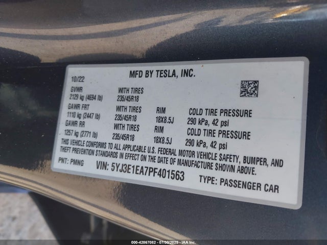 2023 TESLA MODEL 3 5YJ3E1EA7PF401563 Photo 8