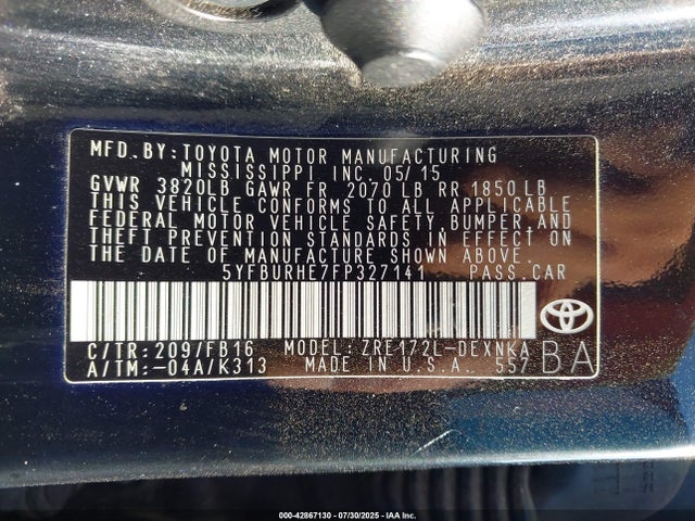 Toyota 2zr-fe 2015 5YFBURHE7FP327141 Image 9