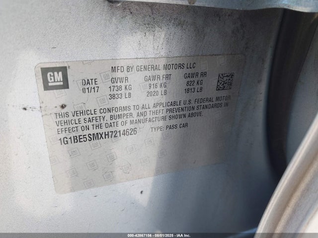 1G1BE5SMXH7214626 Chevrolet le2 -di: direct injection, vvt: variable valve timing, gen, alum