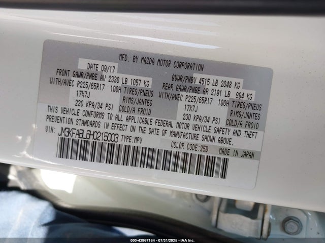 Mazda py 2017 JM3KFABL6H0215003 Image 9
