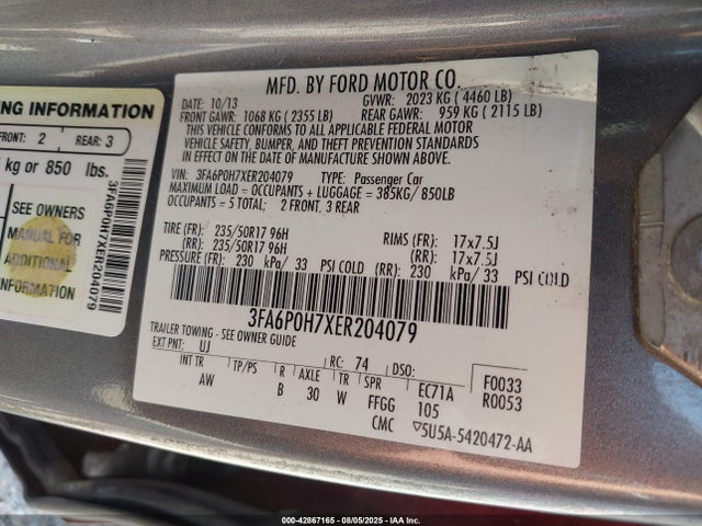 Ford 2014 2014 3FA6P0H7XER204079 Image 9