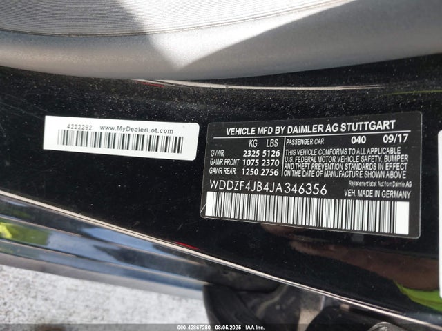 Mercedes-Benz m274 2018 WDDZF4JB4JA346356 Image 9