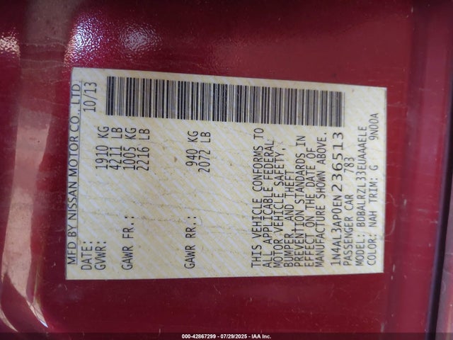 1N4AL3AP0EN236513 Nissan 2014