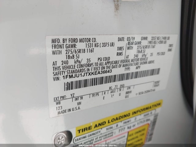 1FMJU1JTXKEA36643 Ford 3.5l gtdi