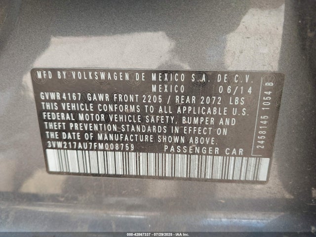 Volkswagen 2015 2015 3VW217AU7FM008759 Image 9