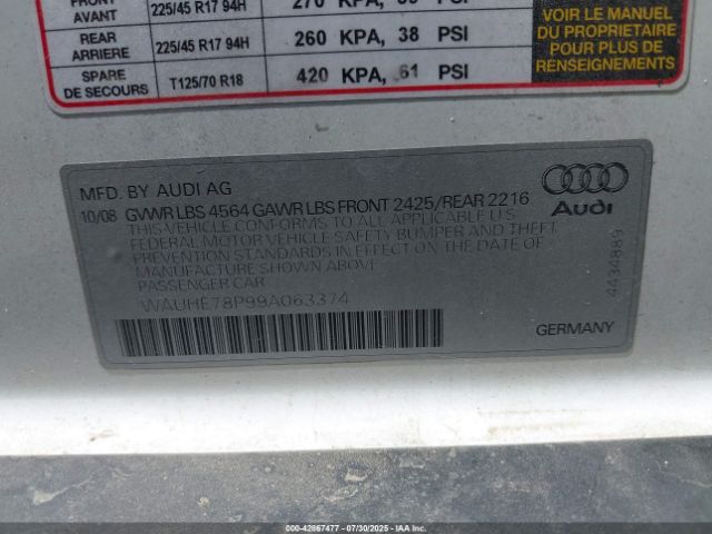 2009 AUDI A3 WAUHE78P99A063374 Photo 8
