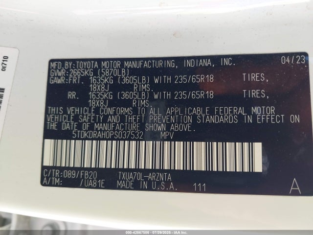 5TDKDRAH0PS037532 Toyota t24a-fts