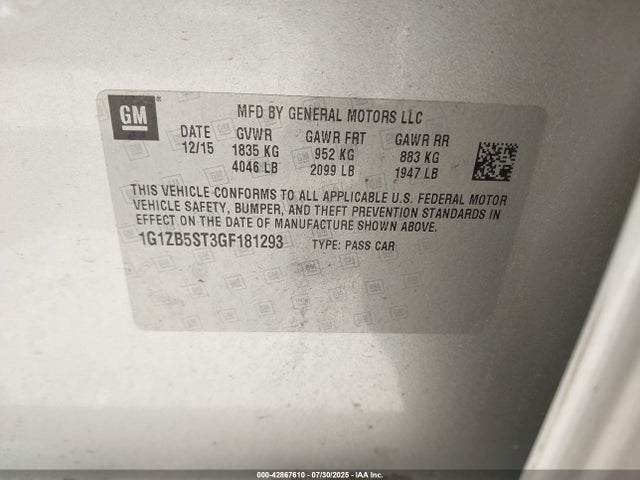 1G1ZB5ST3GF181293 Chevrolet lfv - di: direct injection, vvt, gen1 gmna