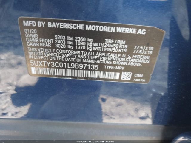 2020 BMW X3 5UXTY3C01L9B97135 Photo 8