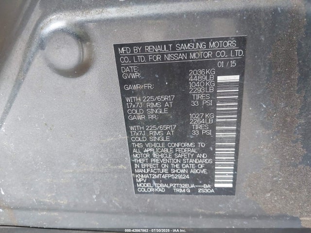 Nissan Rogue 2015 KNMAT2MT4FP529124 Image 9