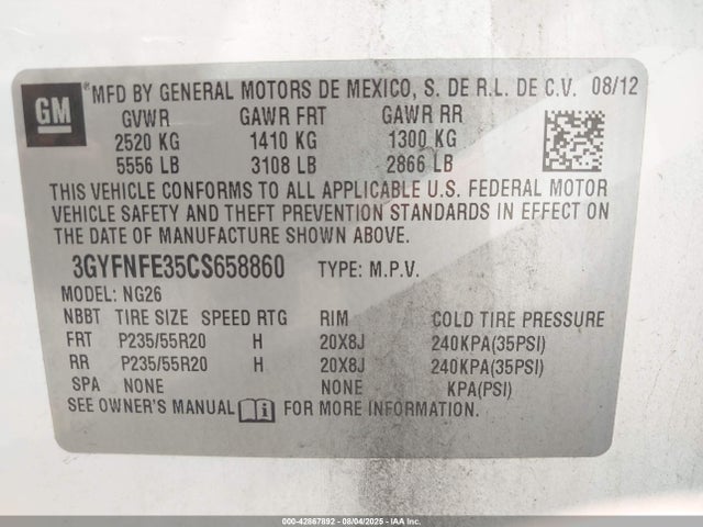 2012 CADILLAC SRX 3GYFNFE35CS658860 Photo 8