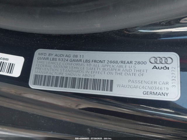 2012 AUDI A7 WAU2GAFC4CN034619 Photo 8