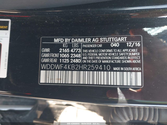 WDDWF4KB2HR259410 Mercedes-Benz C 300 4matic/luxury 4matic/sport 4matic