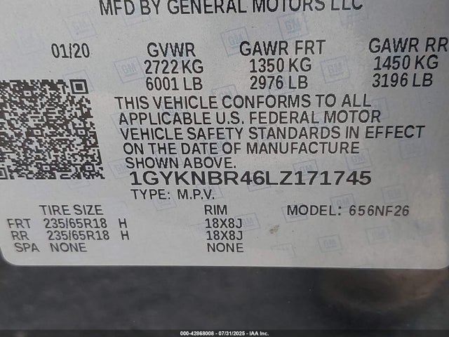 2020 CADILLAC XT5 1GYKNBR46LZ171745 Photo 8